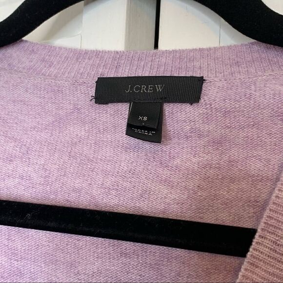 J. Crew Lavender V-Neck Wool Sweater Shirt Sleeves - Picture 2 of 5